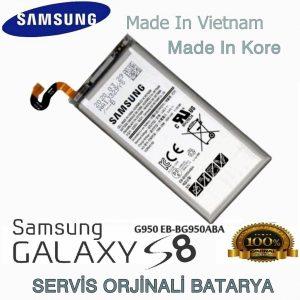 Samsung Galaxy S8 Batarya 3000mAh EB-BG950ABE G950 Kore Vietnam Üretim Servis Ürünü Sıfır Batarya