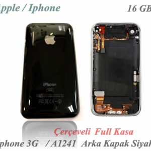 Apple Iphone 3G A1241 16GB Arka Kapak Kasa Full şarj soketi Çerçeveli on-off flex Siyah 597C-A1241