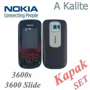 Nokia 3600S Siyah Kasa Kapak Tuş Takımı Full Orta Kasa Yan Düğmeler