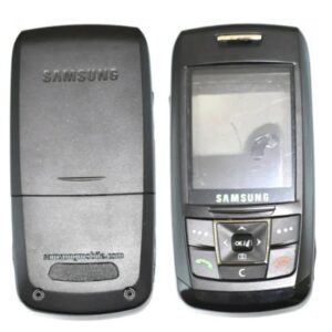 Samsung E250 Full Kasa Kapak Tuş Takımı Samsung SGH-E250 Uyumlu Siyah Renk Orta Kasa Ön Kapak Arka Kapak