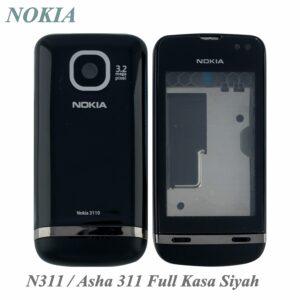 Nokia N311 Full Kasa Kapak Tuş Takımı Nokia 311 Uyumlu Siyah Renk Orta Kasa Ön Kapak Arka Kapak