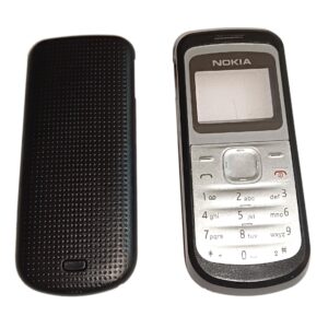 Nokia 1203 Kapak Nokia 1203 uyumlu Gri Siyah ön Kapak Arka Kapak ve Tuş Takımı
