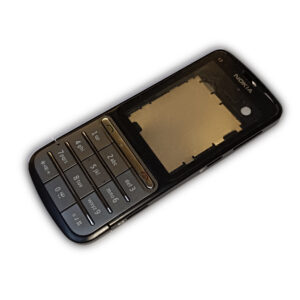 Nokia C3-01 Kasa Kapak Tuş Takımı C3-01 Uyumlu Siyah Renk Orta Kasa Ön Kapak Arka Kapak Tuş Takımı