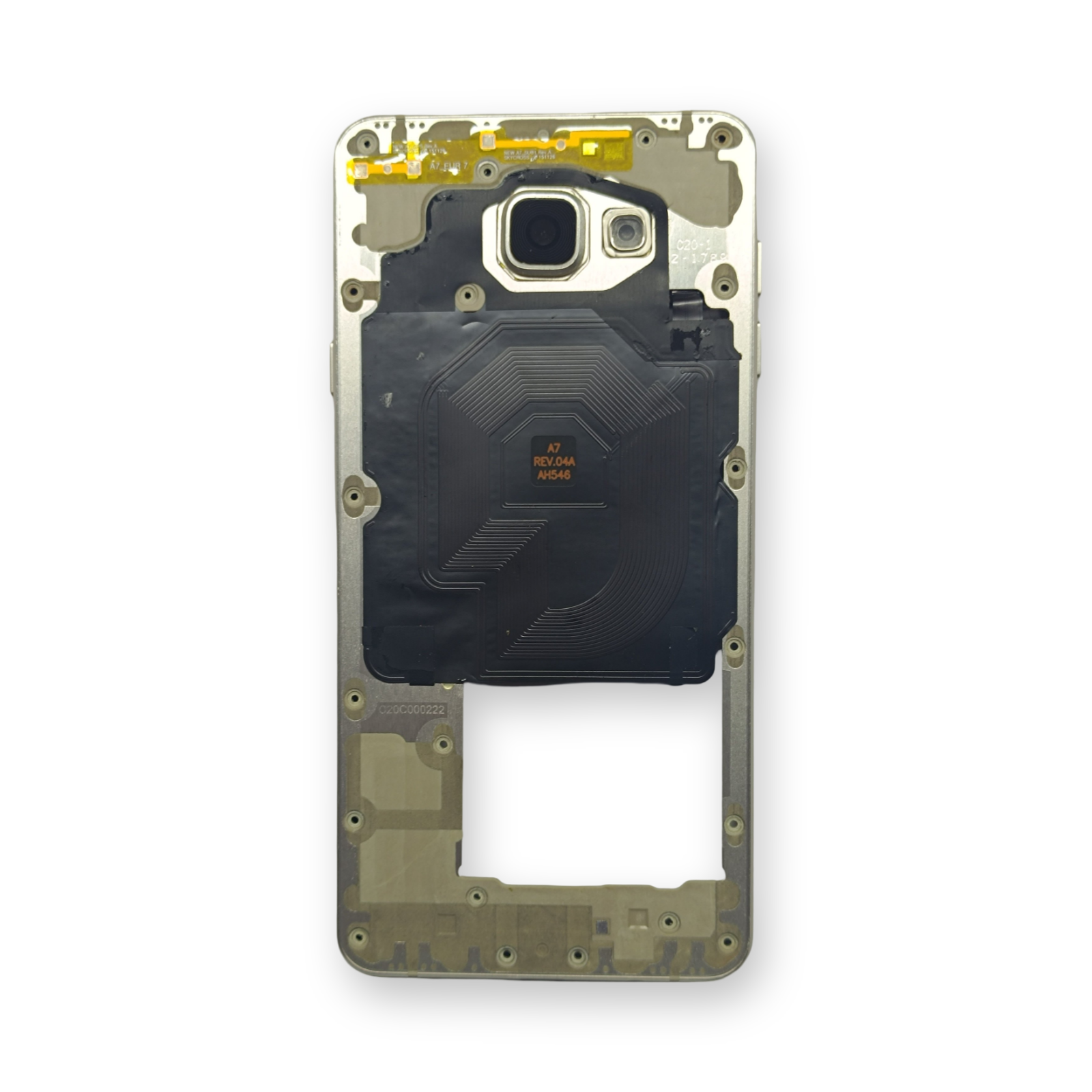 Samsung A710 Kasa Samsung Galaxy A7 2016 Gold Renk Orta Kasa Çıtalı on off Ses tuş bordu buzzer hoparlör Kamera Lens - Görsel 5